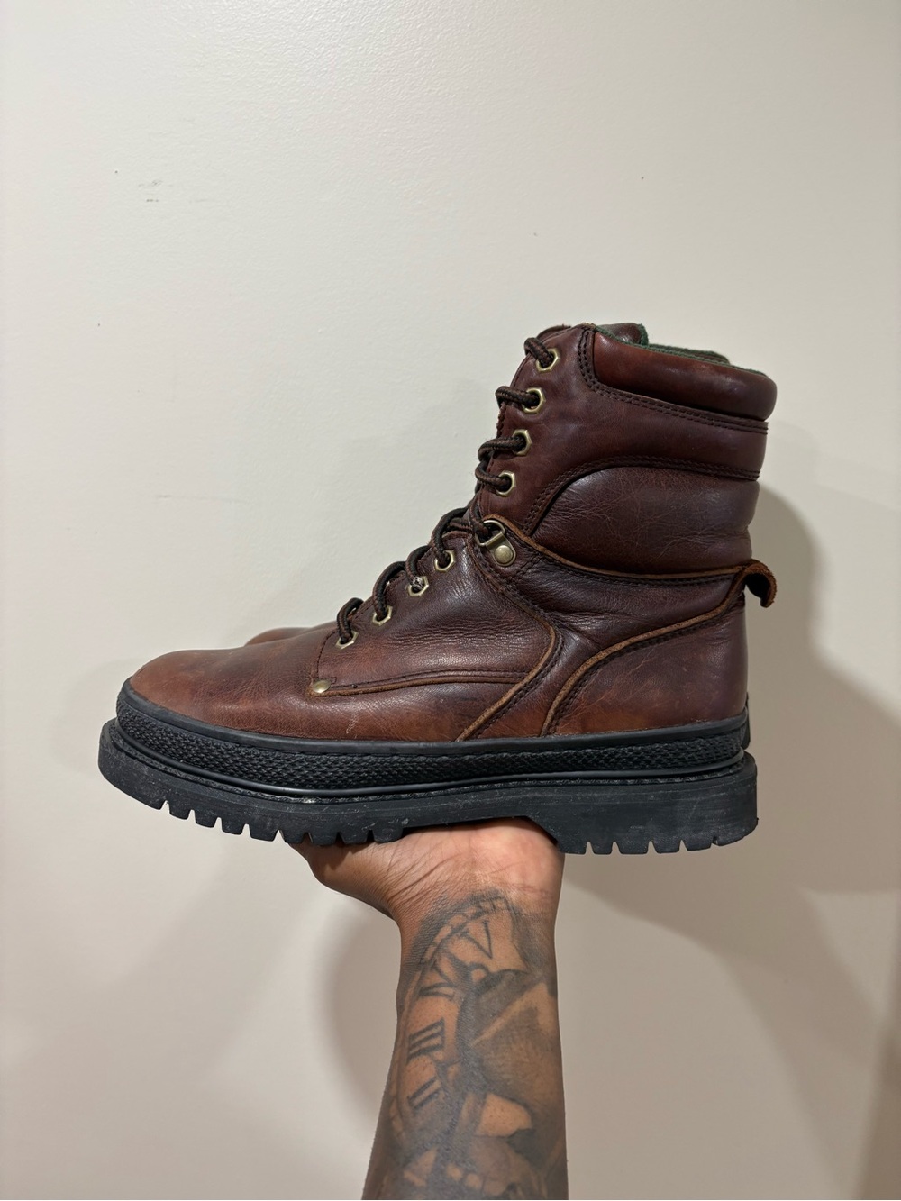 Vintage Leather Chunky Boots